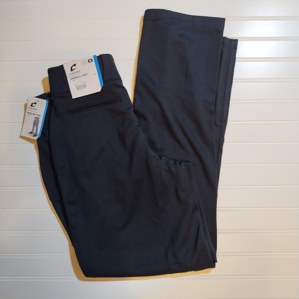 Champro Open Bottom Mens MD Baseball Pants Black Adjustable Inseam Loose Fit New